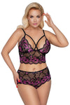 Cottelli Curves Plus Size Black Pink Lingerie Set - Angel Lingerie UK