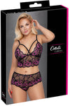 Cottelli Curves Plus Size Black Pink Lingerie Set - Angel Lingerie UK