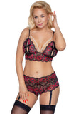 Cottelli Curves Red Black Set - Angel Lingerie UK