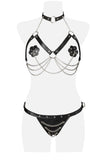 Grey Velvet Three-Part Erotic Set - Angel Lingerie UK