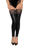 Noir Handmade Lace Wetlook Stockings (XL) - Angel Lingerie UK