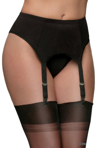 Nylon Dreams 4 Strap Suspender Belt Black - Angel Lingerie UK