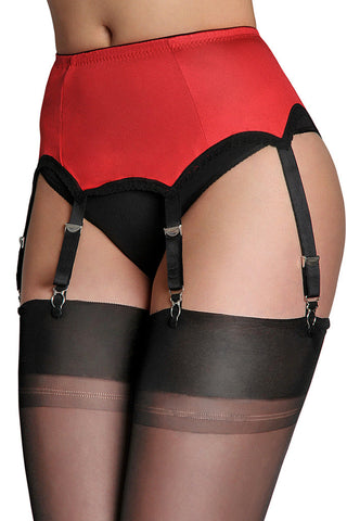 Nylon Dreams 6 Strap Suspender Belt Red - Angel Lingerie UK