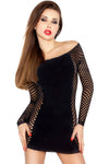 Passion BS025 Mesh Dress Black - Angel Lingerie UK