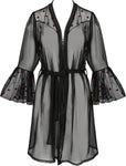 Passion Lovelia Penignoir Dressing Gown Black - Angel Lingerie UK