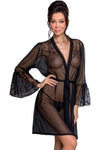 Passion Lovelia Penignoir Dressing Gown Black - Angel Lingerie UK