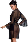 Passion Lovelia Penignoir Dressing Gown Black - Angel Lingerie UK