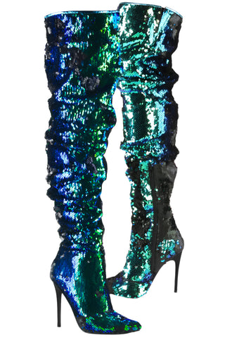 Pleaser COURTLY 3011 Boots Green - Angel Lingerie UK