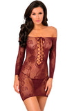 Rene Rofe The Breaker Dress Burgundy - Angel Lingerie UK