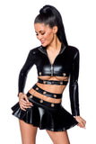 Saresia Metal Wetlook Set with Skirt (XL) - Angel Lingerie UK