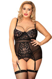 YesX Plus Size Floral Lace Chemise - Angel Lingerie UK