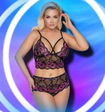 Cottelli Curves Plus Size Black Pink Lingerie Set - Angel Lingerie UK