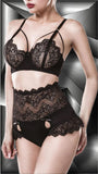 Grey Velvet Floral Lingerie Set - Angel Lingerie UK