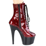 Pleaser ADORE 1020SP Red Snake Print Boots - Angel Lingerie UK