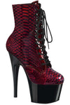 Pleaser ADORE 1020SP Red Snake Print Boots - Angel Lingerie UK