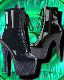Pleaser ADORE-1020LG Boots Black Glitter - Angel Lingerie UK