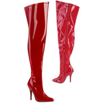 Pleaser Pink Label SEDUCE-3000WC Boots Red WIDE CALF - Angel Lingerie UK