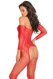 Rene Rofe Make You Melt Red Bodystocking - Angel Lingerie UK