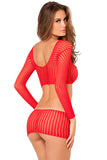 Rene Rofee Red Crochet-Net Bodystocking - Angel Lingerie UK