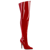 Pleaser Pink Label SEDUCE-3000WC Boots Red WIDE CALF - Angel Lingerie UK